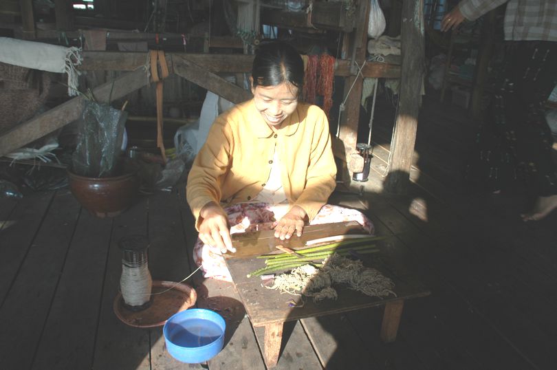Artisan is making lotus silk