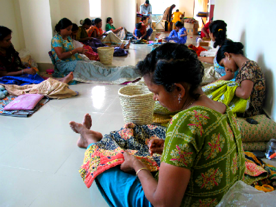 Basha women are making kantha scarves