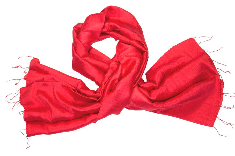 Poppy red silk scarf