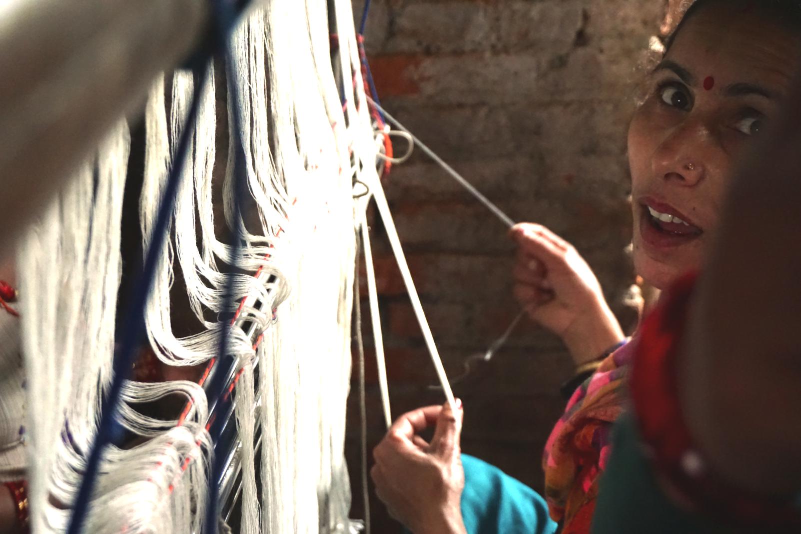 Weaving cashmere shawls in Nepal