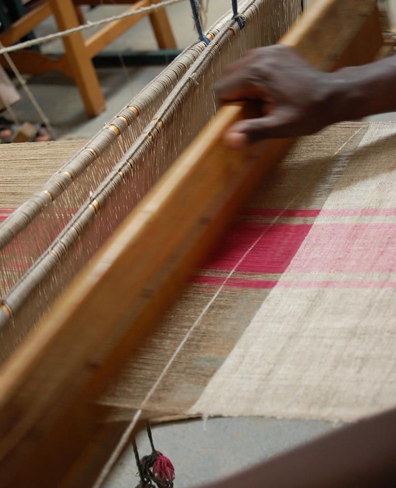 Weaving on a traditional loom